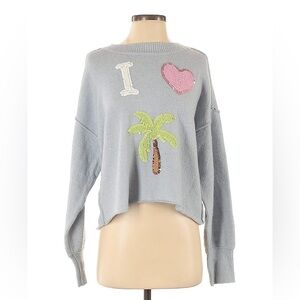 NWOT Wildfox Cali Love Pullover Sequin Embellished Sweater, I Love Palm Trees